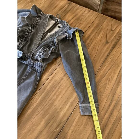 Anthropologie Alexia Magali Pascal Denim Carbon Mini Dress Ruffle belt accent 6 - Picture 7 of 16